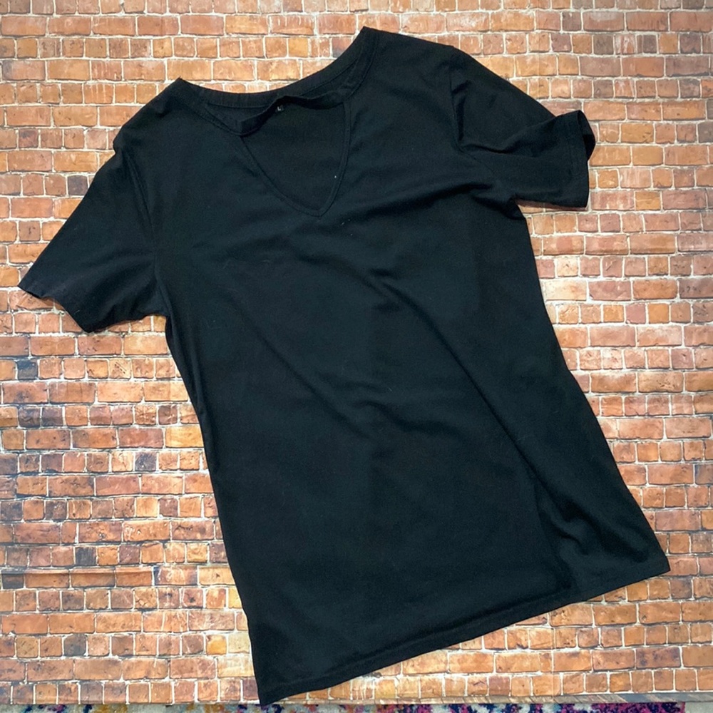 **5 for $20** Black V Neck with Strap at neck